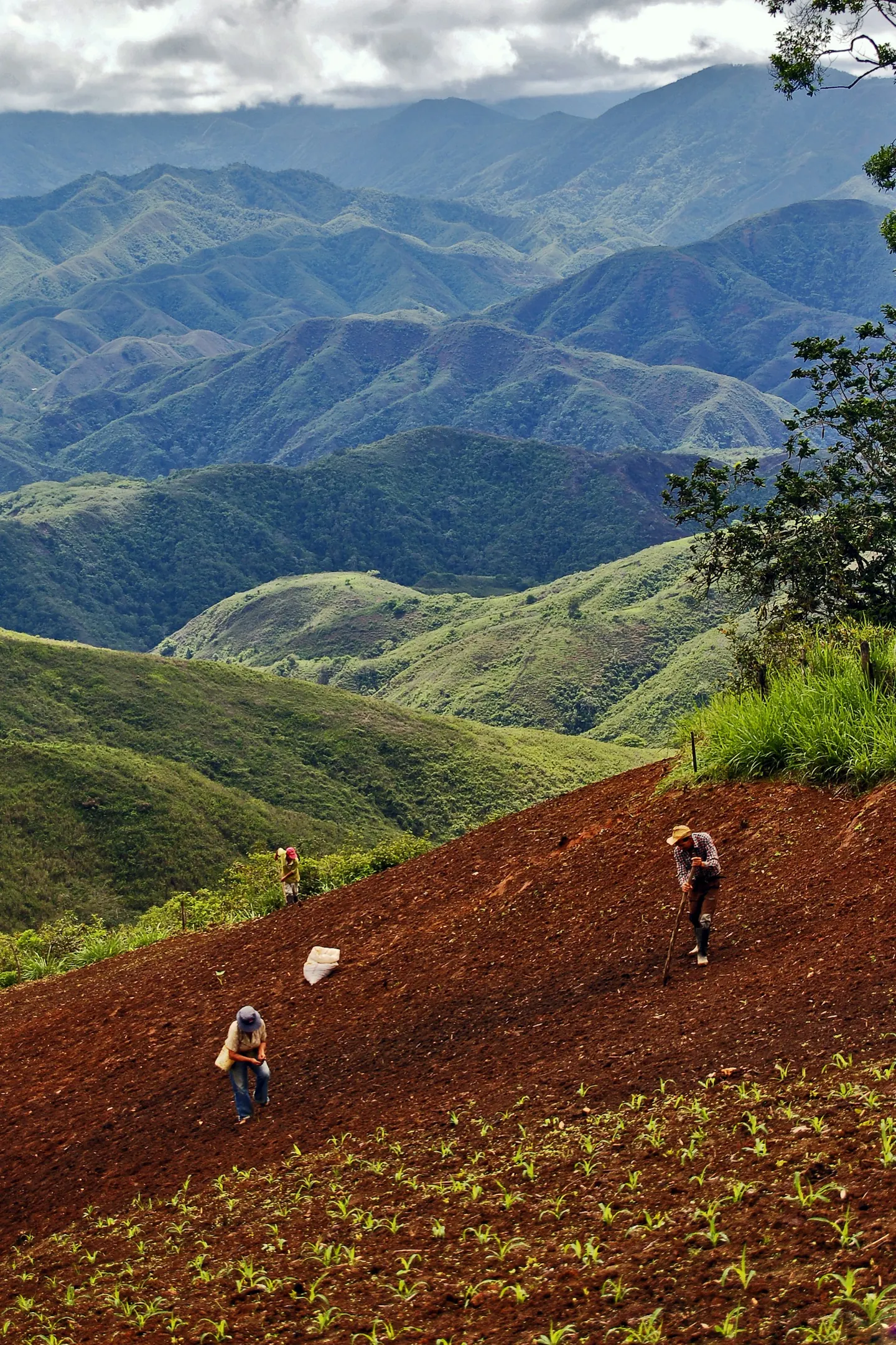 Personas caminando por las montañas de Ecuador